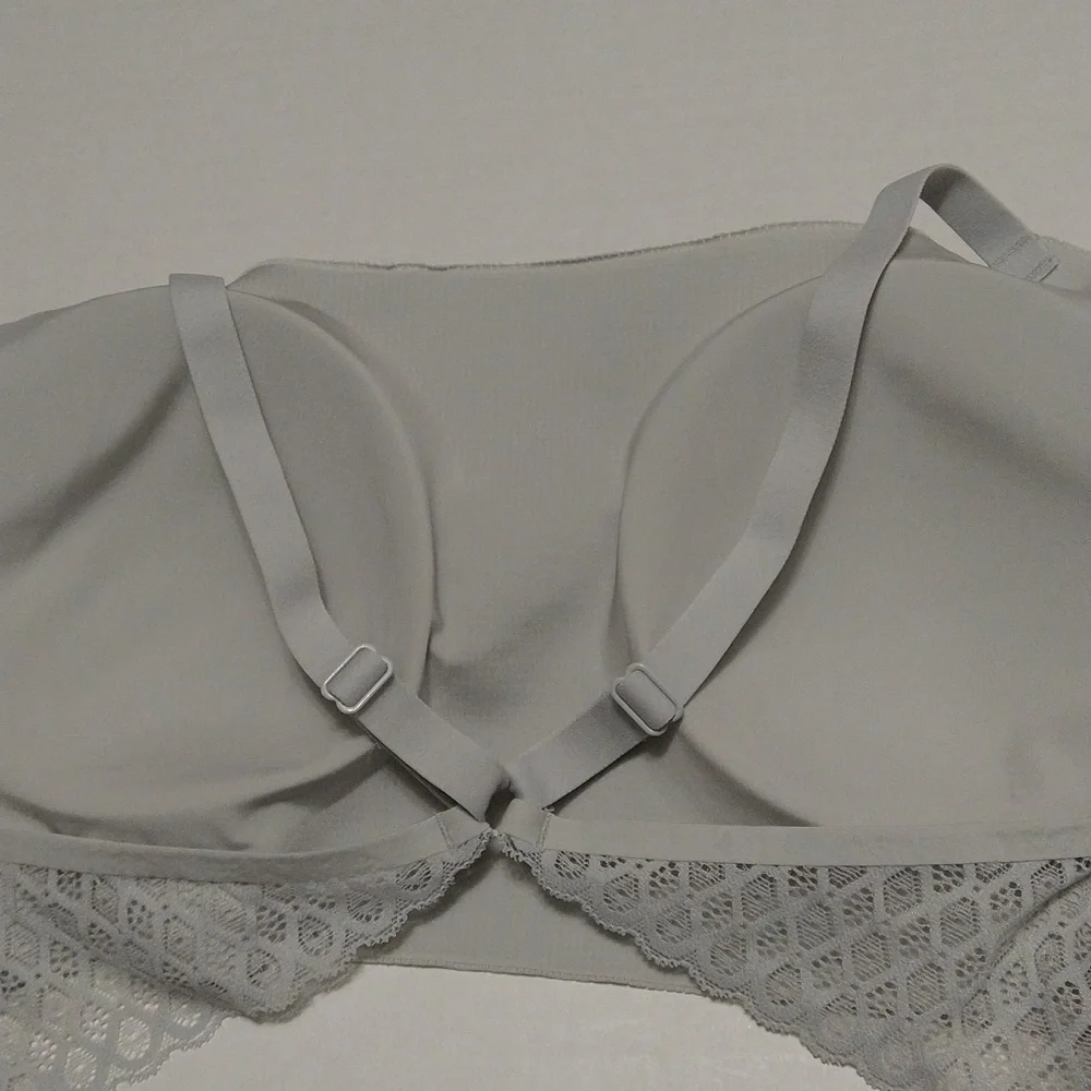 Hanes Gray Cross-Back Bralette With Removable Pads Size XL - Picture 6 of 10